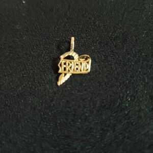 14k Solid Gold 'Friend' Pendant, Vintage